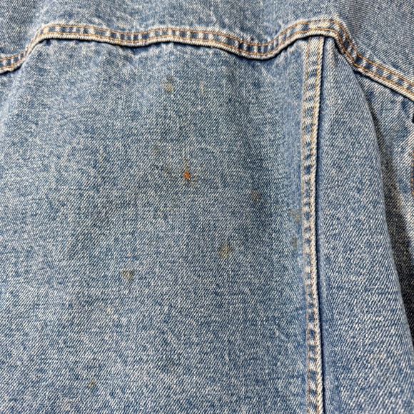 Levis 90s Sherpa Trucker Jacket Vintage Lined Blue Denim Medium Wash Mens Small - Picture 8 of 8